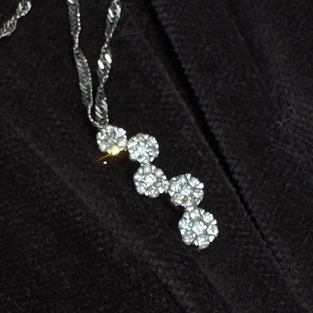 Diamond Pendant 14K White Gold & 18” Sterling Silver Chain